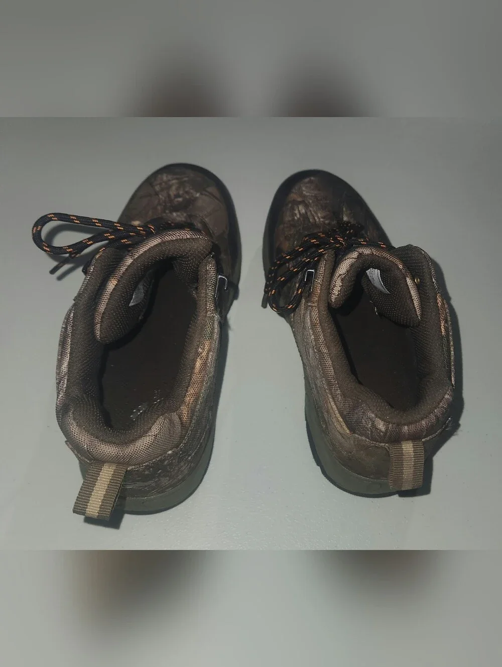 Ozark Trail Boys Mossy Oak Camo Lace-Up Outdoor Hiking Boots Size 5 Big Boys